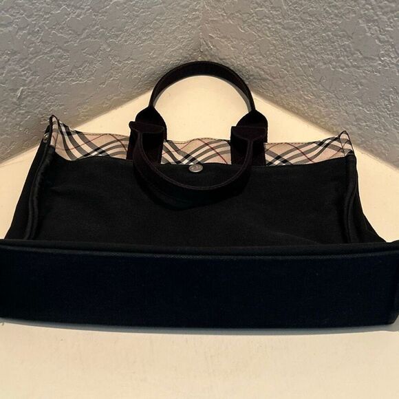 Burberry London Blue Label Nova Check Canvas Tote Black Tan Classic Print Preppy - Picture 8 of 12